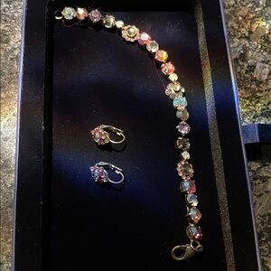 Sorelli Elegant Vintage pink Crystal Bracelet and Earring Set